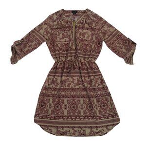 Rue21 Boho Chic Paisley Print Dress With Zipper & Cinched Waist Size S Polyester